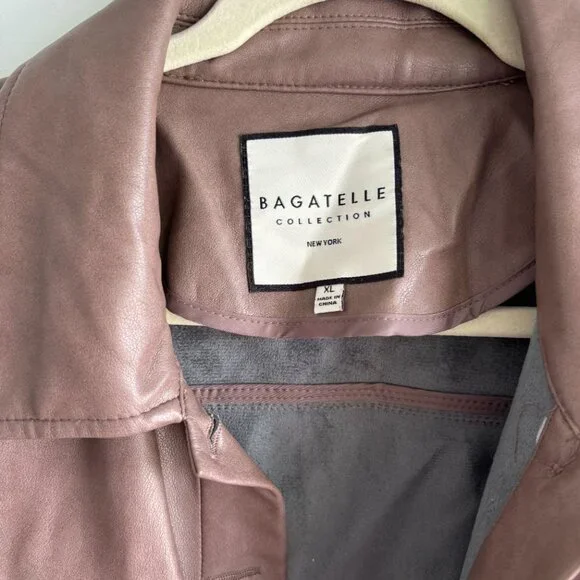 Bagatelle Collection Womens Faux-Ever Leather Cropped Jacket Brown Size XL - Picture 4 of 5